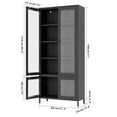 thumbnail image 5 of Metal Storage Display Cabinet, Black Curio Storage Cabinet with 4 Glass Doors & 5 Shelves, Tall Bookcase Modern Freestanding Bookshelf Cabinet for Home Office, Living Room, Pantry, 5 of 8