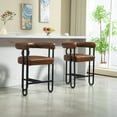 thumbnail image 6 of POWANLI PU Leather Bar Stools (Set of 1), Modern Upholstered Bar Chair with Back & Footrest, Black Metal Frames, for Bar Kitchen Island Restaurant Bistro , Club (Light Brown), 6 of 13