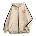 thumbnail image 6 of COMVALUE Cute Flower Hoodie for Woman Preppy Sweatshirts Trendy Puff Print Letter Graphic Hoodies Casual Pullover Tops (Beige, S), 6 of 6
