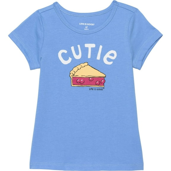 LIFE IS GOOD GIRLS TOP - 253 CUTIE PIE BLUE - SZ 3T - TEE SHIRT GRAPHIC