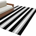 thumbnail image 2 of Black Grey White Stripe 2.7x5 Area Rugs, Farmhouse Modern Art Striped Non-Skid Rubber Backing Large Rectangle Rugs - Living Room Bedroom Home Office, Indoor Floor Mat Carpets Washable Rug, 2 of 9