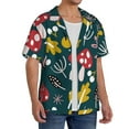 thumbnail image 4 of KLL Cartoon Leaf Mushroom Red Print Men's Shirt Short Sleeve Button Down Summer Cuba Beach Shirts- XX-Large, 4 of 7