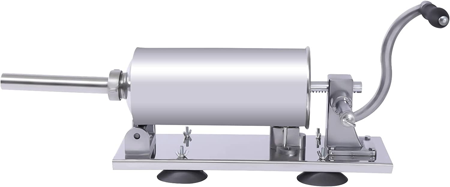 Manual Sausage Stuffer Stainless Steel Horizontal Sausage Maker 4L/8Lbs