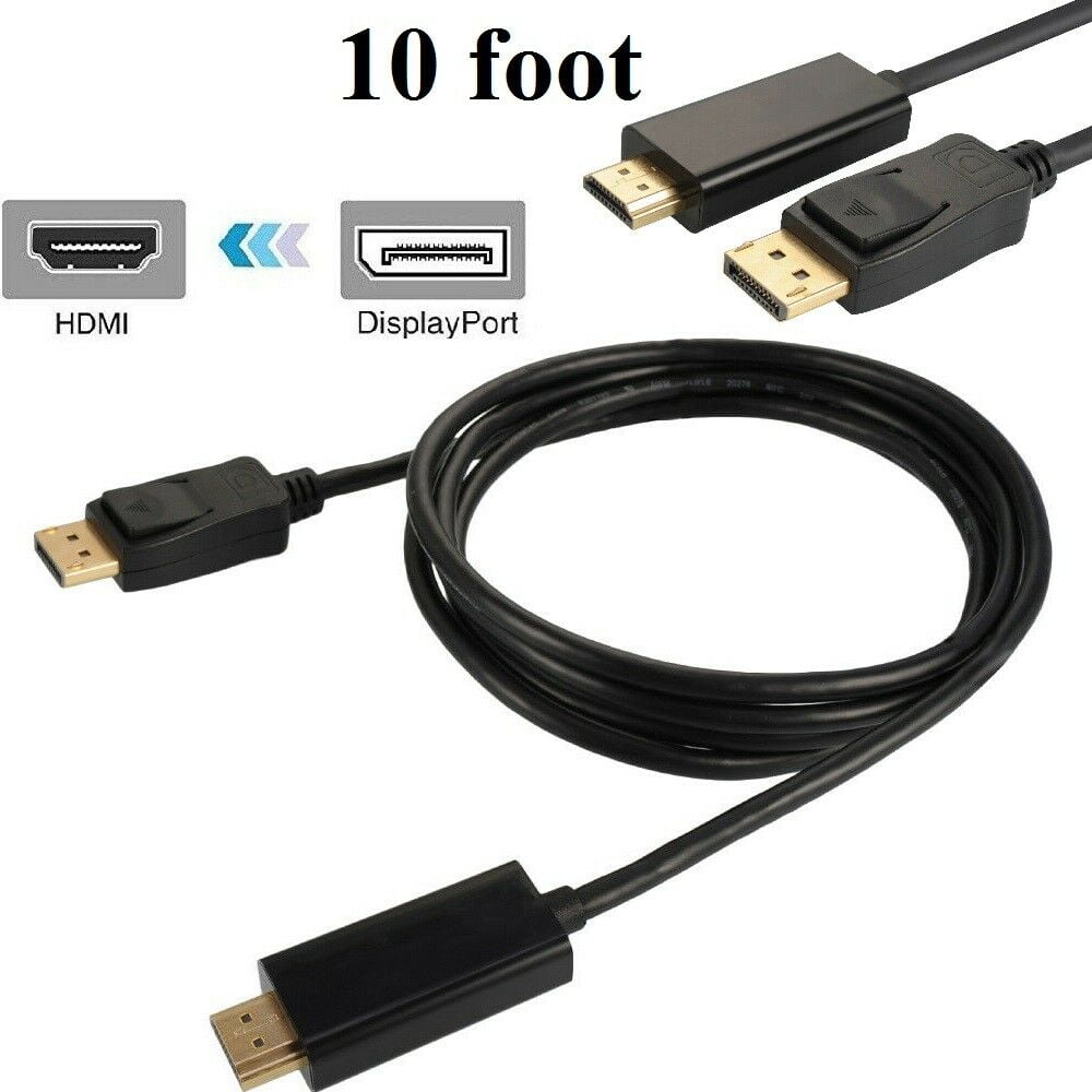 10FT Display Port to HDMI Cable Cord DP to HDMI Cable Adapter Gold