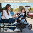 thumbnail image 2 of GarveeLife Foldable Baby Stroller, High Landscape Pushchair for Newborn, Toddler, Convertible Infant Pram with Reversible Backrest, Storage Basket, Adjustable Footrest & Canopy, Cup Holder, Cream, 2 of 5