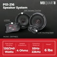 thumbnail image 4 of MB Quart PS1-216 Premium 2-Way Component Car Speaker System (Black, Pair) â€“ 6.5 Inch Speaker System, 240 Watt Car Audio, 4 OHMS (Grills Included), 4 of 11