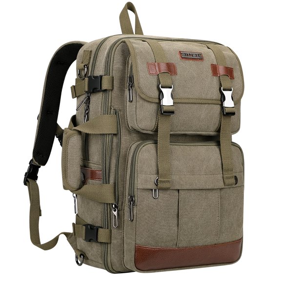 Mochila de viaje WITZMAN Canvas para hombre con portátil de 17 pulgadas Army