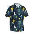 thumbnail image 2 of Fotbe Space and Animals Hawaiian Shirt for Men Unisex Summer Beach Casual Short Sleeve Cotton Linen Button Down Shirts-Medium, 2 of 9