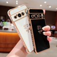thumbnail image 4 of Compatible with Google Pixel 8 Pro Case Cute Rose Flower Phone Case for Women Luxury Plating Full Camera Lens Cover Shockproof Protect Soft Bumper Funda Pixel 8 Pro Case 6.7" (Black), 4 of 10
