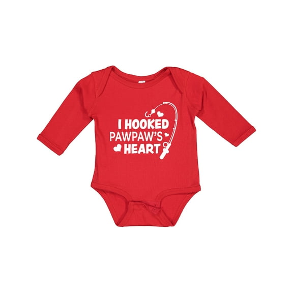 Inktastic I Hooked Pawpaw's Heart with Fishing Rod Boys or Girls Long Sleeve Baby Bodysuit