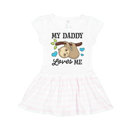 

Inktastic My Daddy Loves Me with Sloth and Hearts Gift Toddler Girl Dress