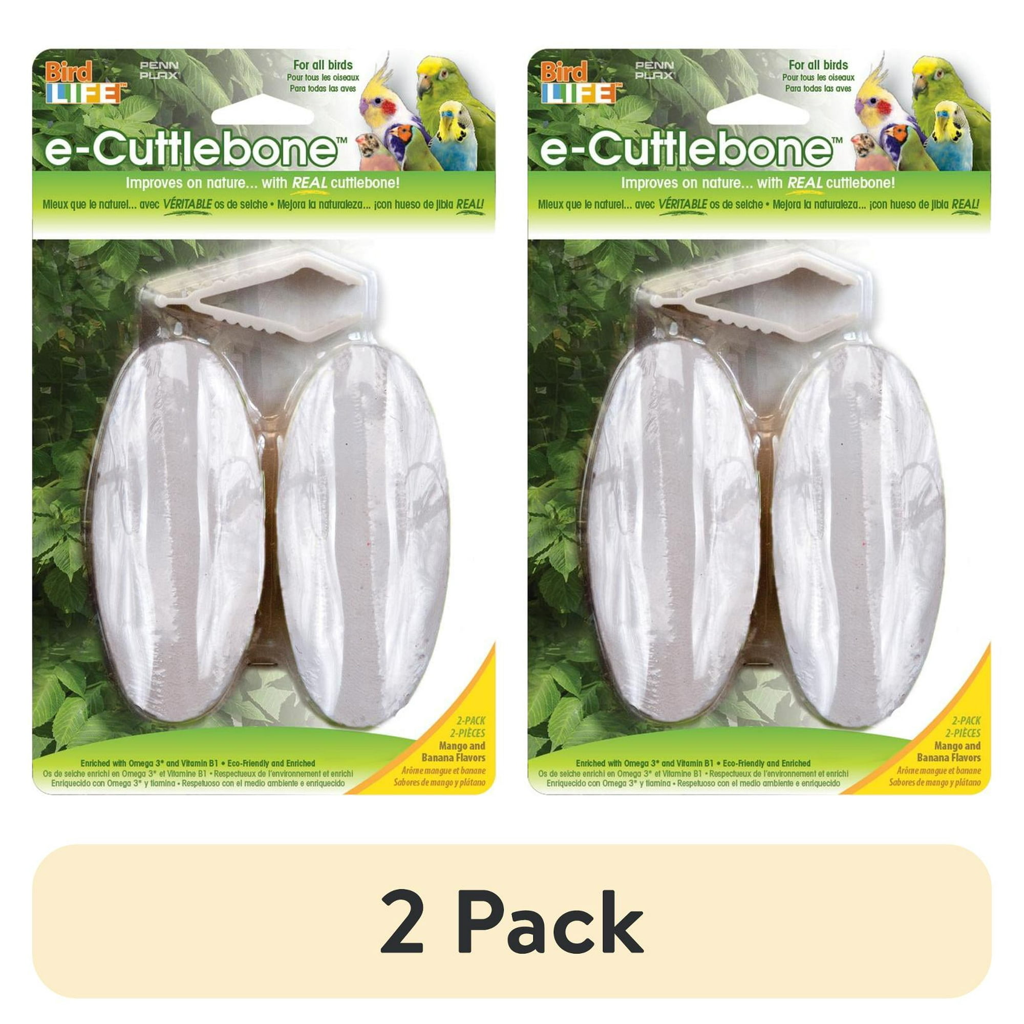(2 pack) Penn-Plax Bird-Life Natural E Cuttlebones, Omega 3 and Vitamin B1- Great for All Birds, 2 Pack
