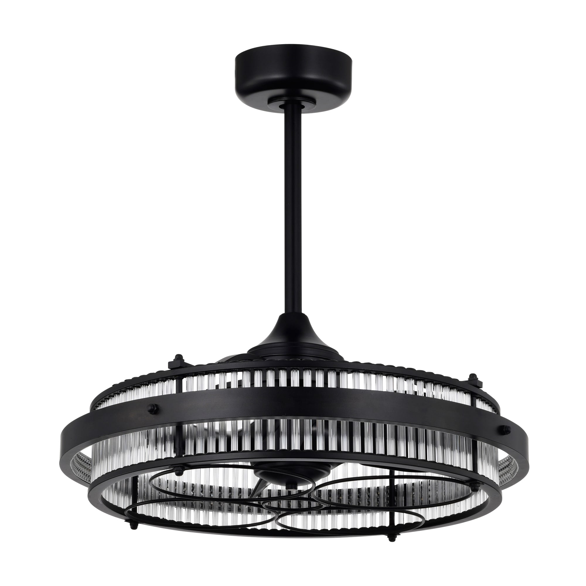 Warehouse of Tiffany Daciana 28 Inch Matte Black Finished Glam LED Ceiling Fandelier with Remote - N/A
