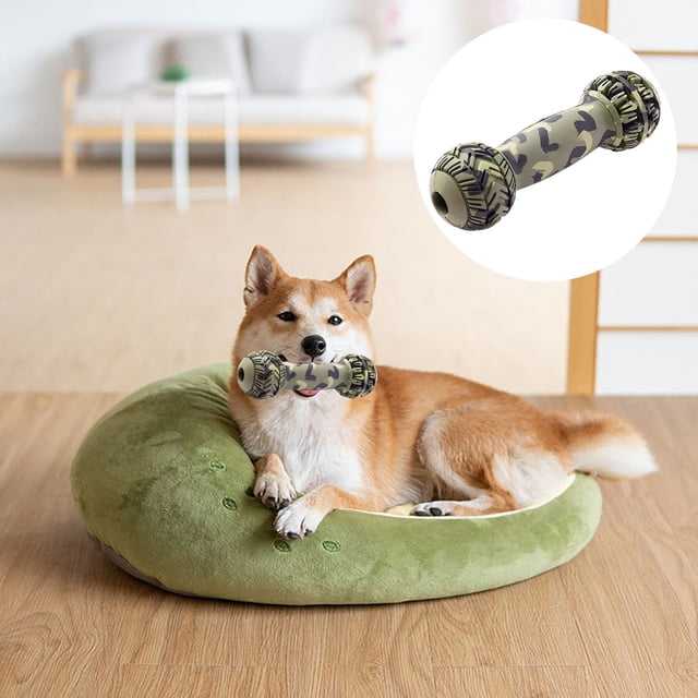 CBFFDC Interactive Pet Toy For Playtime Pet Durable Barbell Shape Toy Interactive Cleaning Treat Dispensing Pet Supply
