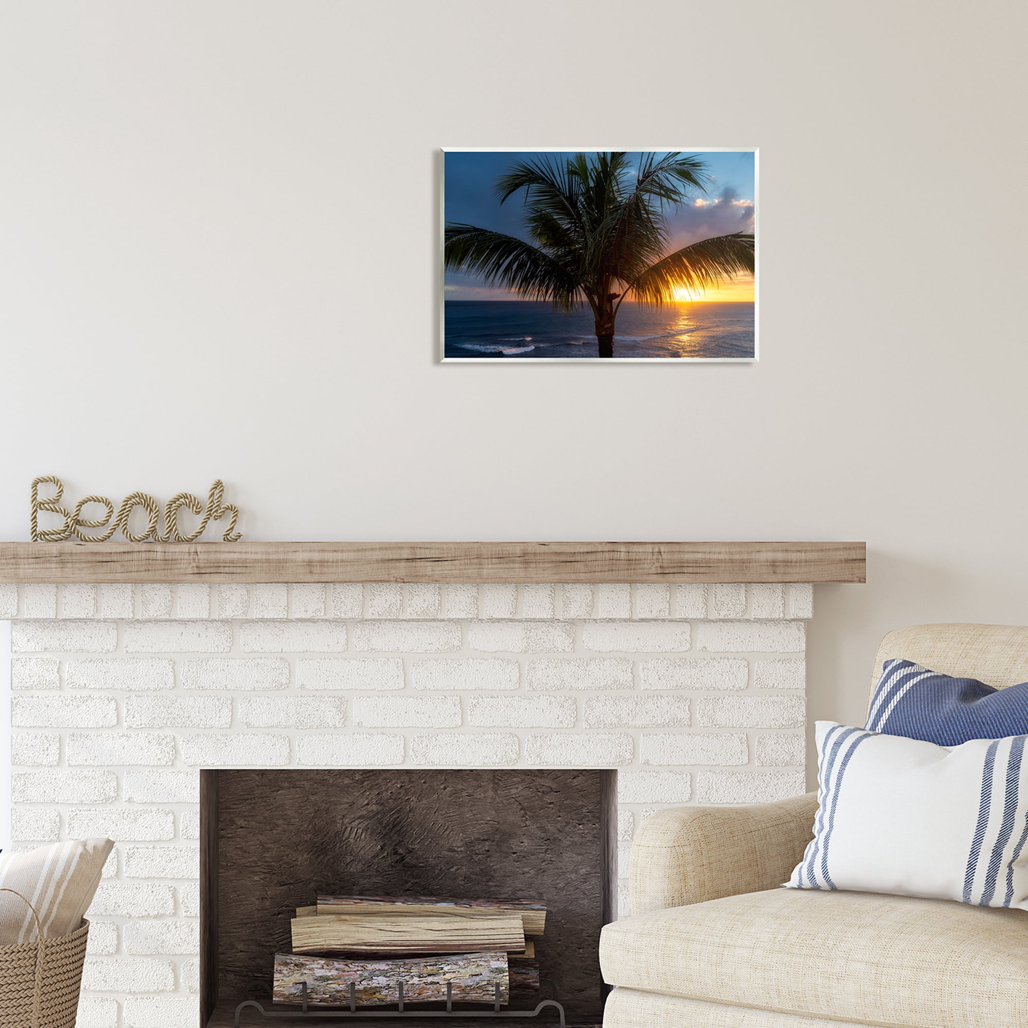 Stupell Industries Tropical Palm Sunset Nature Photography Unframed Art Print Wall Art, 19 x 13