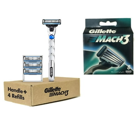 Gillette Mach3 Men's Razor Blade, 1 Handle with 12 Refill Cartridges