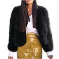 thumbnail image 2 of Abrigo de chaqueta cálida de felpa sintética de color sólido de moda informal para mujer Fridja po1579, 2 of 5