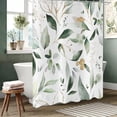 thumbnail image 4 of Green and Gold Leaf Shower Curtain, Sage Eucalyptus Leaves with Gold Branches Botanical Plants Fabric Bathroom Curtain Home Decor Waterproof Washable 12 Hooks, 84" Lx72 W, 4 of 6