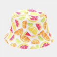 thumbnail image 1 of Sombrero de cubo de pescador con estampado de frutas coloridas reversibles empacables, muchos patrones Feliz Sencillez, 1 of 5