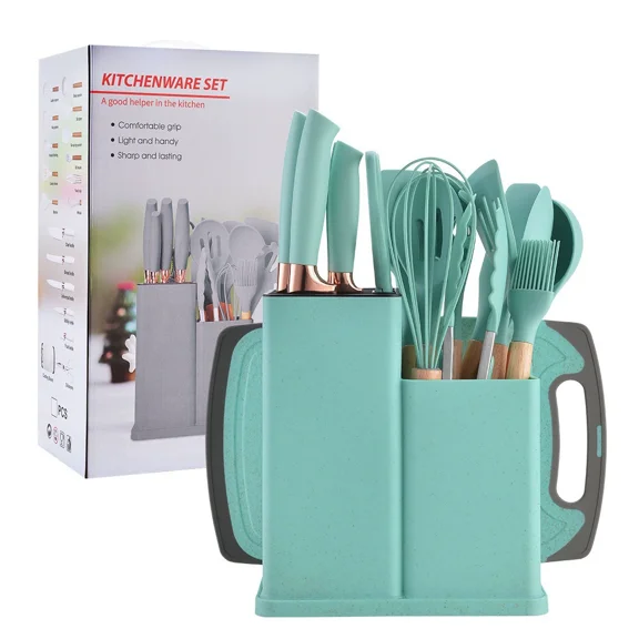19 pcs Elegant Non-stick Silicone Utensil Kitchen accessories set gift set-green