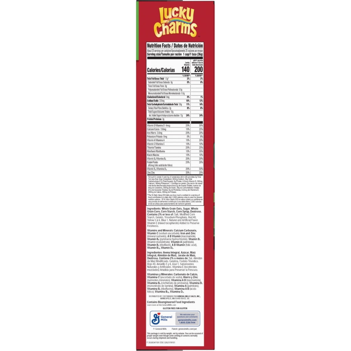 Lucky Charms Gluten Free Cereal with Marshmallows, Kids Breakfast Cereal, Mega Size, 26.1 oz (Pack 2)