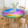 thumbnail image 3 of Rainbow Tie Dye Cloud Pattern Round Fitted Tablecloth with Elastic Edge,Dining Table Cover Waterproof,Outdoor Round Tablecloth for Camping,Dining,Indoor and Outdoor, 3 of 7