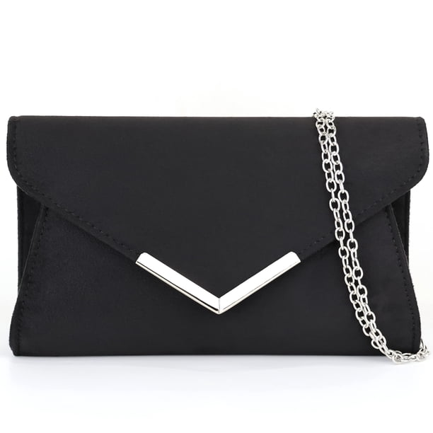 Milisente Women Clutches Bridal Evening Bag Velvet Clutch Purses With Shoulder Chain(Black