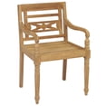 thumbnail image 4 of Silla VidaXL Batavia de madera maciza de teca con cojines verdes x4, 4 of 9