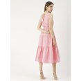 thumbnail image 2 of Moomaya Solid Cotton Sleeveless Dress, V-Neck Smocked Waist Tiered Midi Dress, 2 of 8