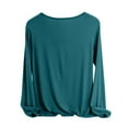 thumbnail image 3 of Women's Pajama Tops Long Sleeve V-Neck Sleep Shirts Solid Color Soft Basic Pj T-shirt Casual Loose Loungewear, 3 of 5