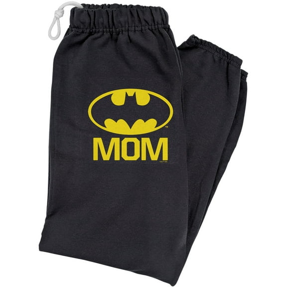 Batman Bat Mom Shield Logo Unisex Jogger Sweatpants for Men and Women, Black, Large