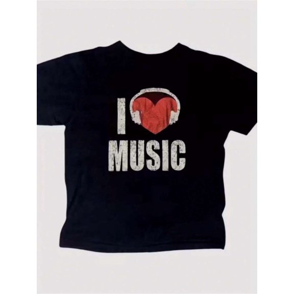 Casual Heart Headphone Graphic Vintage Grunge Y2k Cotton Men's Women's Unisex T-Shirt