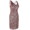 thumbnail image 3 of PrettyGuide Sleeveless Women's Vintage Sequin Dress V Neck Bodycon Mini Fit and Pencil Glitter Party Clubwear Pink, X-Large, 3 of 5