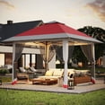thumbnail image 2 of Eastvita Gazebo Instantané 13 X 13 Pi avec Moustiquaire, Hauteur Réglable, Double Toit, Résistant aux UV (Rouge + Gris Pâle), 2 of 8