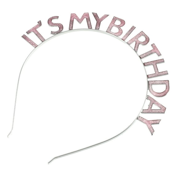 Unique Bargains 1 Pc Classic Birthday Party Rainbow Birthday Headband for Women 7.09"x6.69" Pink