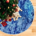 thumbnail image 5 of 47.2" Lovely Christmas Tree Skirt, Small Mini Tree Skirt Ornament with Christmas Santa Claus Elk Moon House for Party Holiday Home Christmas Decorations (Blue Glitter Snowflakes), 5 of 12