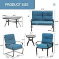 thumbnail image 3 of SOLAURA 7-Piece Patio Furniture Outdoor Metal Conversation Set (2 Spring Chairs, 2 Patio Chairs, Loveseat with Coffee Table and Side Table) - Peacock Blue, 3 of 7