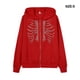 thumbnail image 4 of Qarigey Sudadera con capucha y cremallera para mujer, jersey de manga larga cálido de otoño, suéter informal con fecha lisa, sudadera Prendas para la parte del cuerpo Rojo S, 4 of 6
