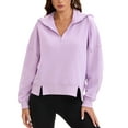 thumbnail image 1 of SUDADERA CORTA OVERSIZED PARA MUJERES INSPIRE CHIC CON ABERTURAS LATERALES Y MEDIA CREMALLERA, OUTFITS DE OTOÑO, COLOR PÚRPURA, 1 of 5
