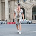 thumbnail image 3 of Conjunto deportivo básico esencial para hombre, camiseta, chándal, sudadera de verano, top estético, ropa holgada para hombre, conjuntos de pantalones cortos elásticos S, 3 of 5