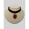 thumbnail image 2 of Gothic Red Rose Cameo Black Velvet Choker Adjustable Size Cosplay Jewelry by Real Metal CH-604, 2 of 5