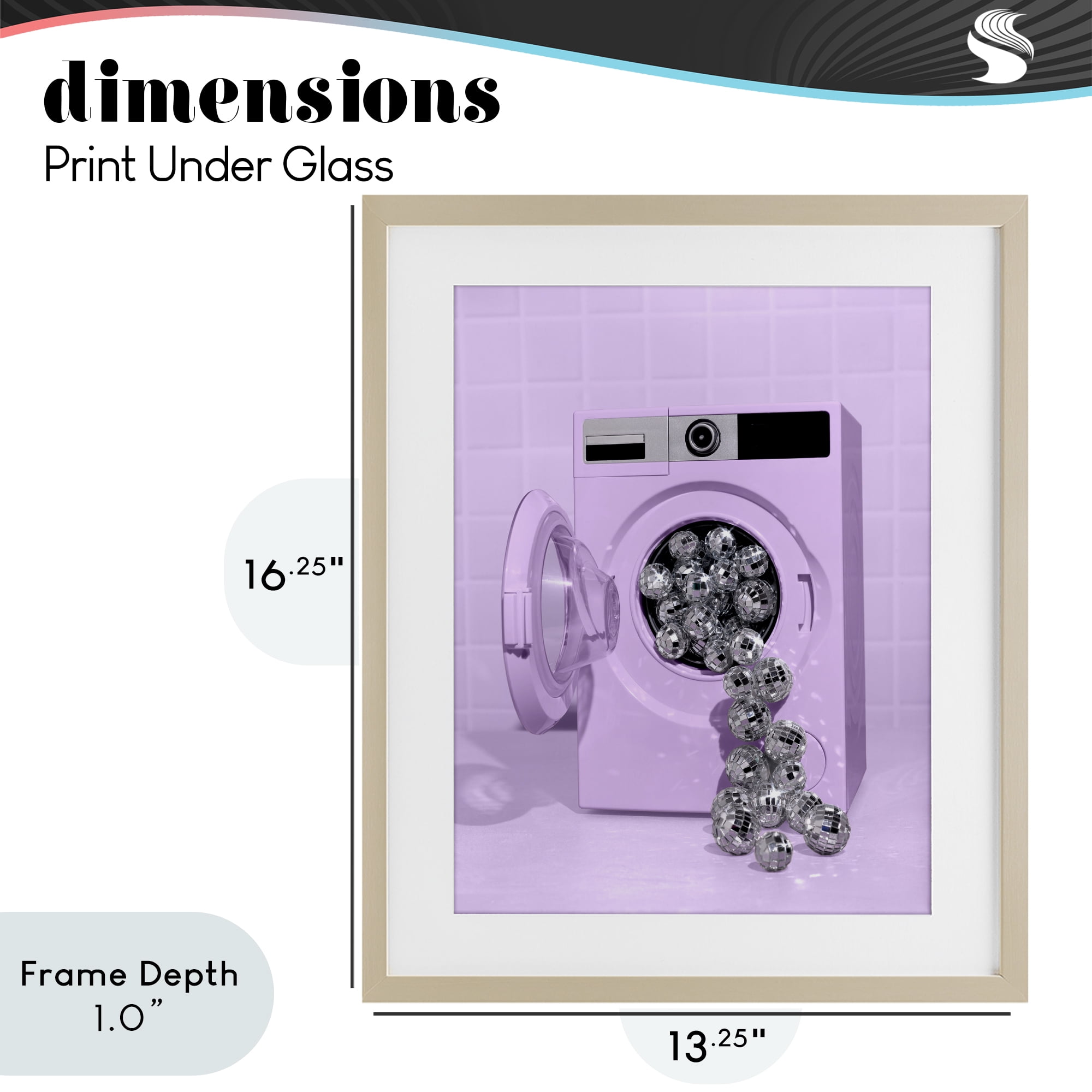 Stupell Industries Disco Laundry Machine over Purple Birch Framed Print Under Glass, design by LISH Creative