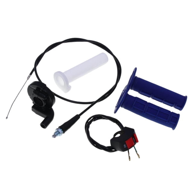Empuñaduras de , juego de cables, accesorios con interruptor de encendido y apagado de 7/8 "(22 mm), apto para ATV 50-250cc 125cc 250cc 200 Azul Sunnimix Acelerador del acelerador