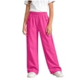 thumbnail image 2 of ITSAME Girls Wide Leg Cargo Pants Elastic Waist Multi-Pocket Loose Fit Kids Full Length Casual Pants Hot Pink Size 7-8, 2 of 5