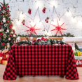 thumbnail image 6 of Christmas Checkered Square Tablecloth Stain Resistant Waterproof and Wrinkle Resistant Washable Soft Table Cloth Gingham Decorations for Dining Room and Outdoor , 43.3" x 43.3" Black and Red, 6 of 7