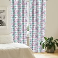 thumbnail image 2 of Ambesonne Abstract Boho Window Curtains, Circles Stars Lines, Each 28" W x 84" L, Fuchsia Teal White, 2 of 4