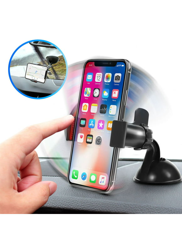 Insten Car Windshield Cell Phone Holder Stand Car Mount Bracket for Smartphone Mobile GPS Universal for iPhone 11 12 Mini Pro Max / Samsung Galaxy S9 S9+ Plus J7 J3 J1 / Sony Xperia XZ2 XZ Premium