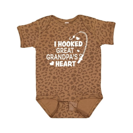 

Inktastic I Hooked Great Grandpa s Heart with Fishing Rod Gift Baby Boy or Baby Girl Bodysuit