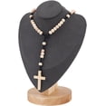 thumbnail image 4 of Rosario de madera natural de 6 piezas con cuentas y 6 bolsitas de terciopelo. Joyería inspiradora para la oración., 4 of 6