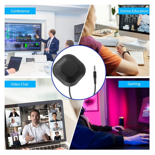 Microphone de Bureau 360 Omnidirectionnel Haute Sensibilité pour PC Portable Qualité Sonore Claire pour Réunion Discussion Diffusion en Direct
